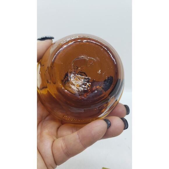 Vintage Amber Glass Cruet Decanter With Stopper Hand Blown 8" Tall Mid Century - Picture 9 of 11